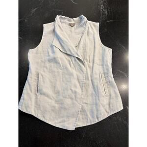 J.Jill 100% Linen flax colored double breasted vest with pockets! M petite
